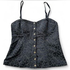 Forever 21 Black Leopard Print Button-Up Top